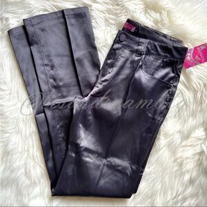NWT Modiva Slate Grey Satin Shiny Flare Pants